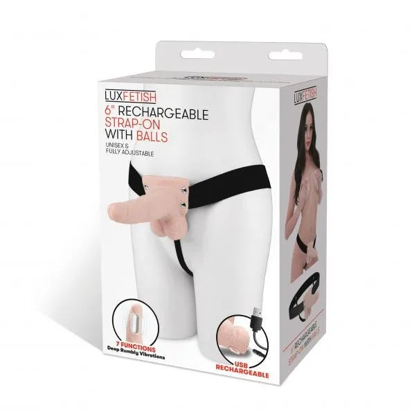 Lux Fetish 6" Rechargeable Strap-on With Balls - Fresh - Take A Peek