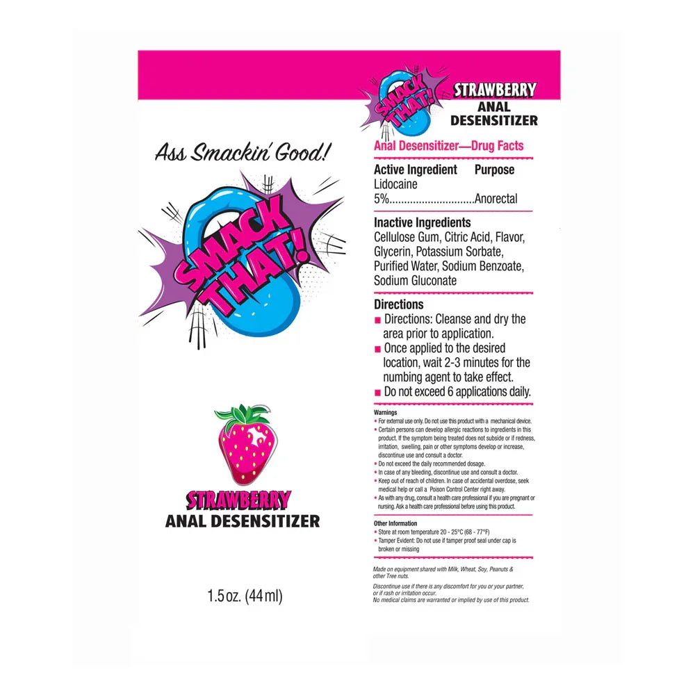 Smack That! Anal Desensitiser - Strawberry - Strawberry Flavoured Anal Desensitiser - 44 ml Tube - Take A Peek