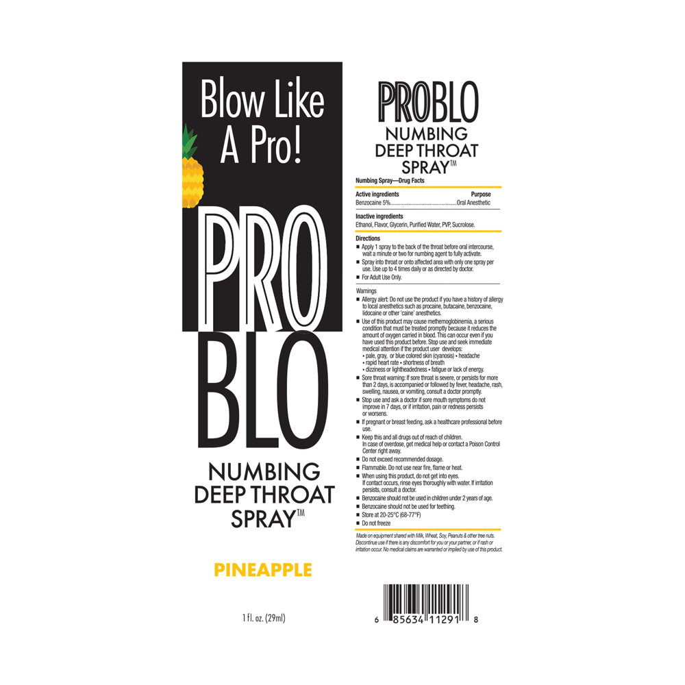 ProBlo Deep Throat Spray - Pineapple - Pineapple Flavoured Deep Throat Spray - 30 ml - Take A Peek
