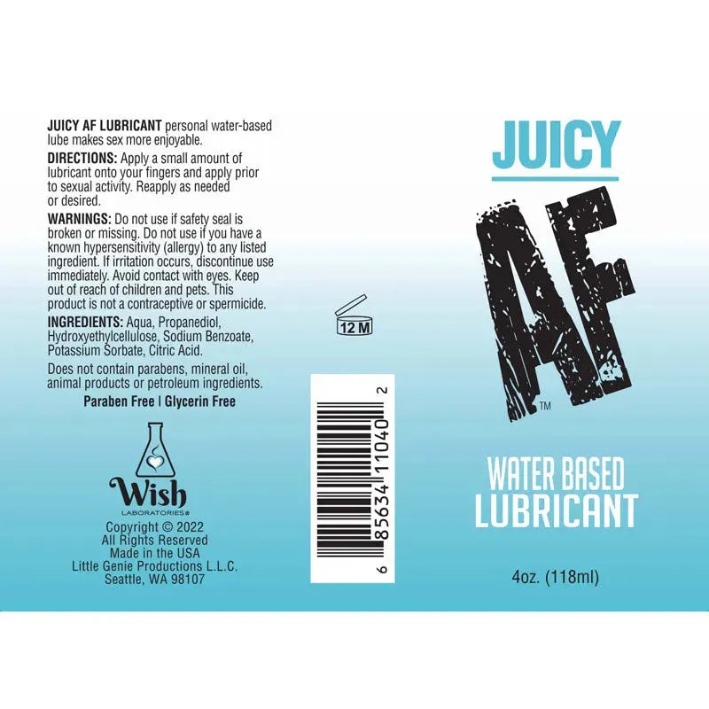 Juicy AF Water Based Lubricant - 118 ml - Take A Peek