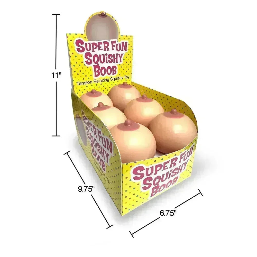 Super Fun Squishy Boobs - Counter Display - Boobie Stress Balls - Counter Display of 12 - Take A Peek
