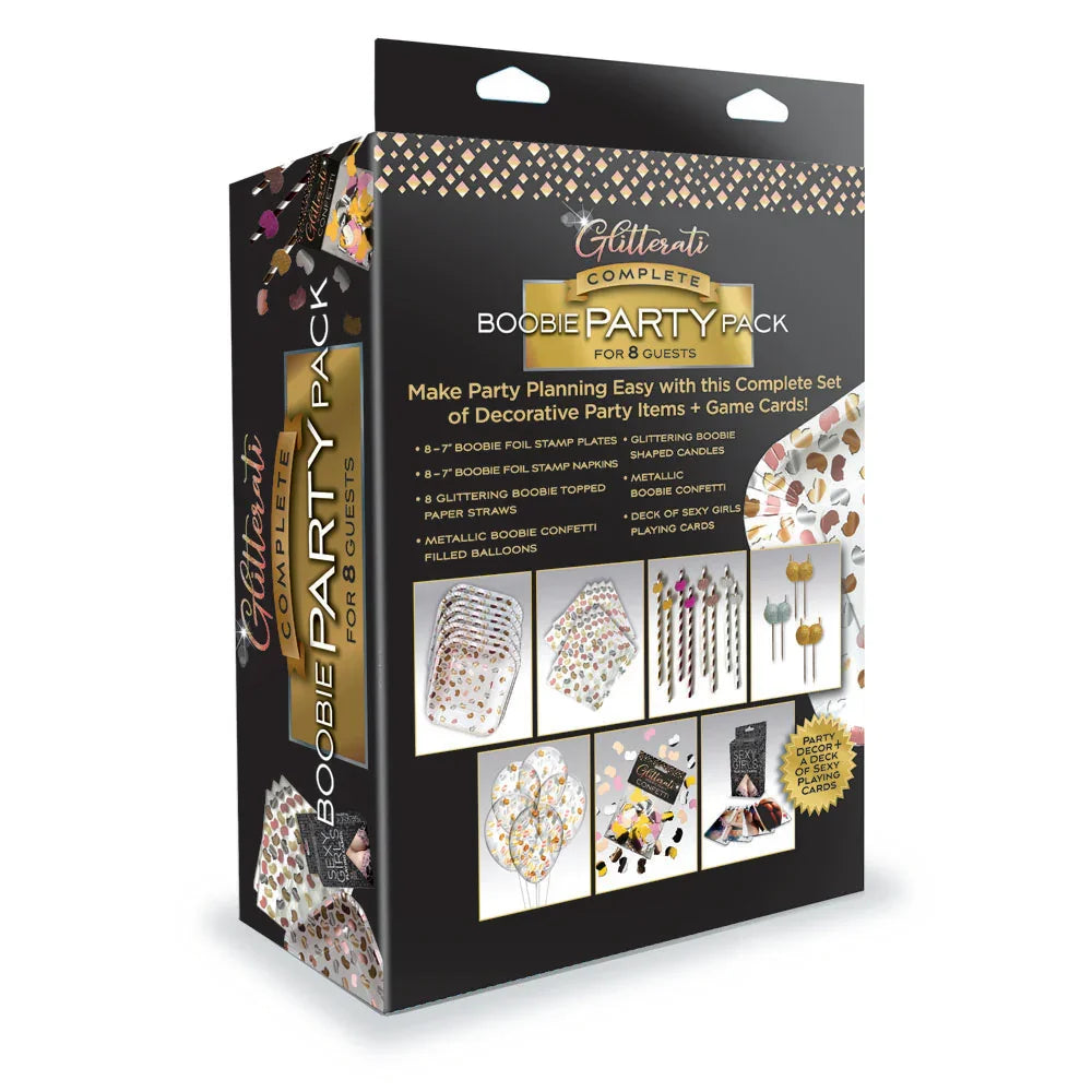 Glitterati Complete Boobie Party Pack - Party Set for 8 People - Take A Peek