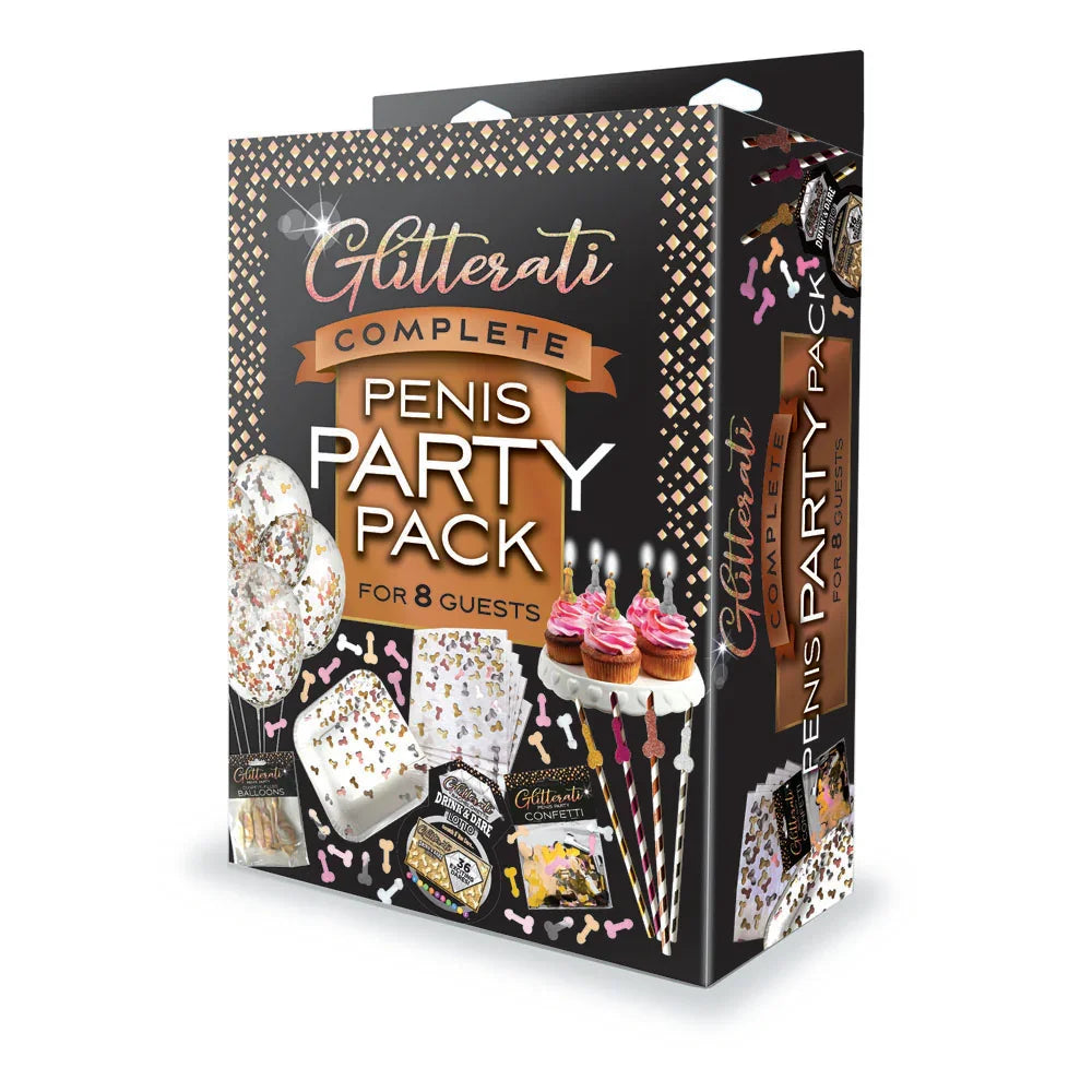 Glitterati Complete Penis Party Pack - Party Set for 8 People - Take A Peek