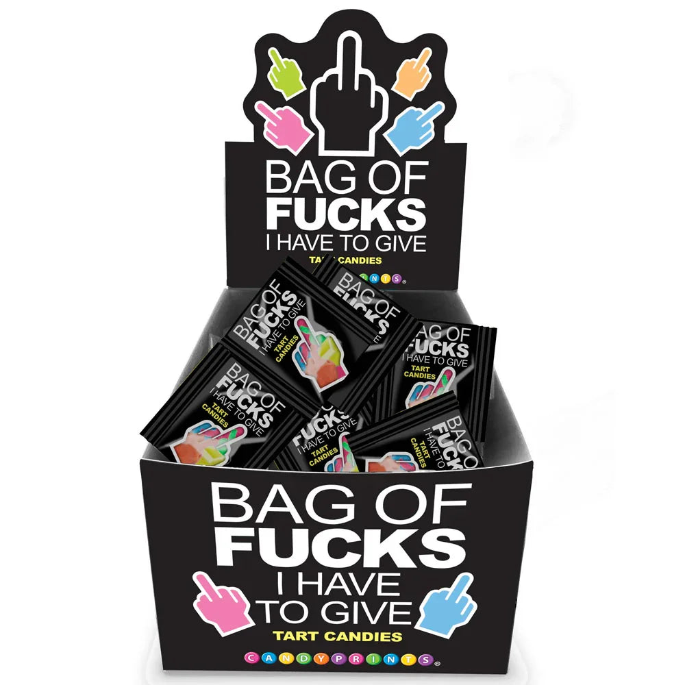 Bag Of Fucks I Have To Give - Display - Fruit Flavoured Lollies - Counter Display of 100 Mini Packs - Take A Peek