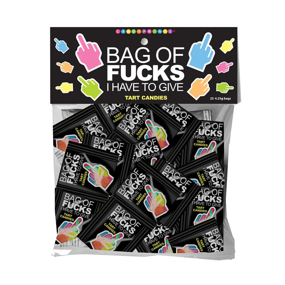 Bag Of Fucks I Have To Give - Bag of 25 - Fruit Flavoured Lollies - Bag of 25 Mini Packs - Take A Peek