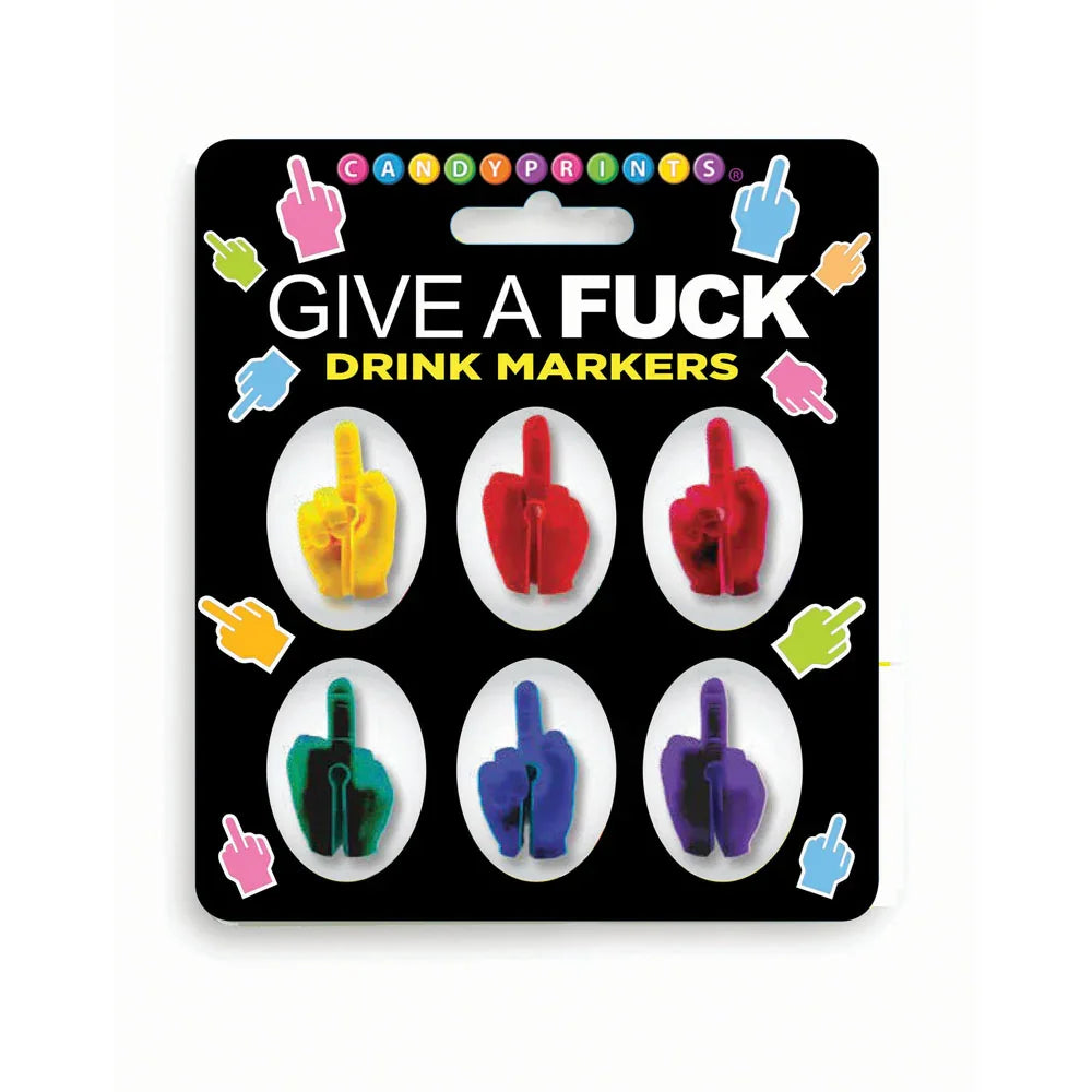 Give A Fuck Drink Markers - Novelty Drink Markers - Set of 6 - Take A Peek