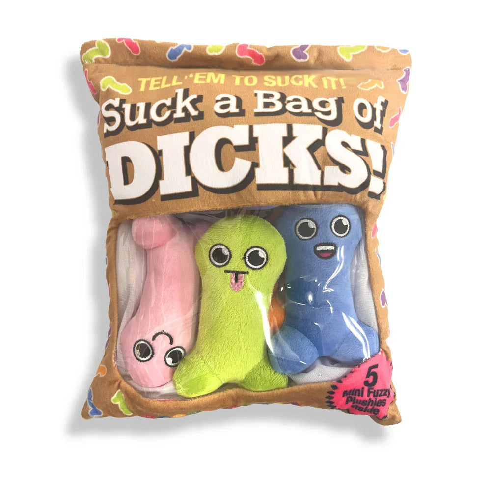 Suck A Bag Of Dicks Plushy Pillows - Mini Fuzzy Dicky Plushy Pillows - Set of 5 - Take A Peek