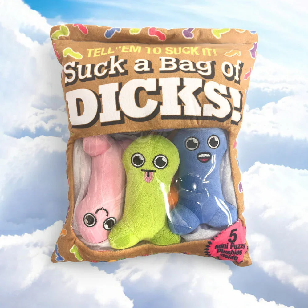 Suck A Bag Of Dicks Plushy Pillows - Mini Fuzzy Dicky Plushy Pillows - Set of 5 - Take A Peek