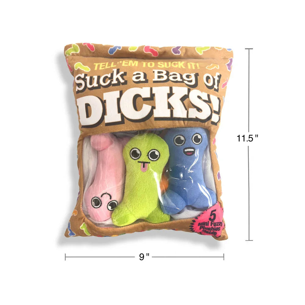 Suck A Bag Of Dicks Plushy Pillows - Mini Fuzzy Dicky Plushy Pillows - Set of 5 - Take A Peek