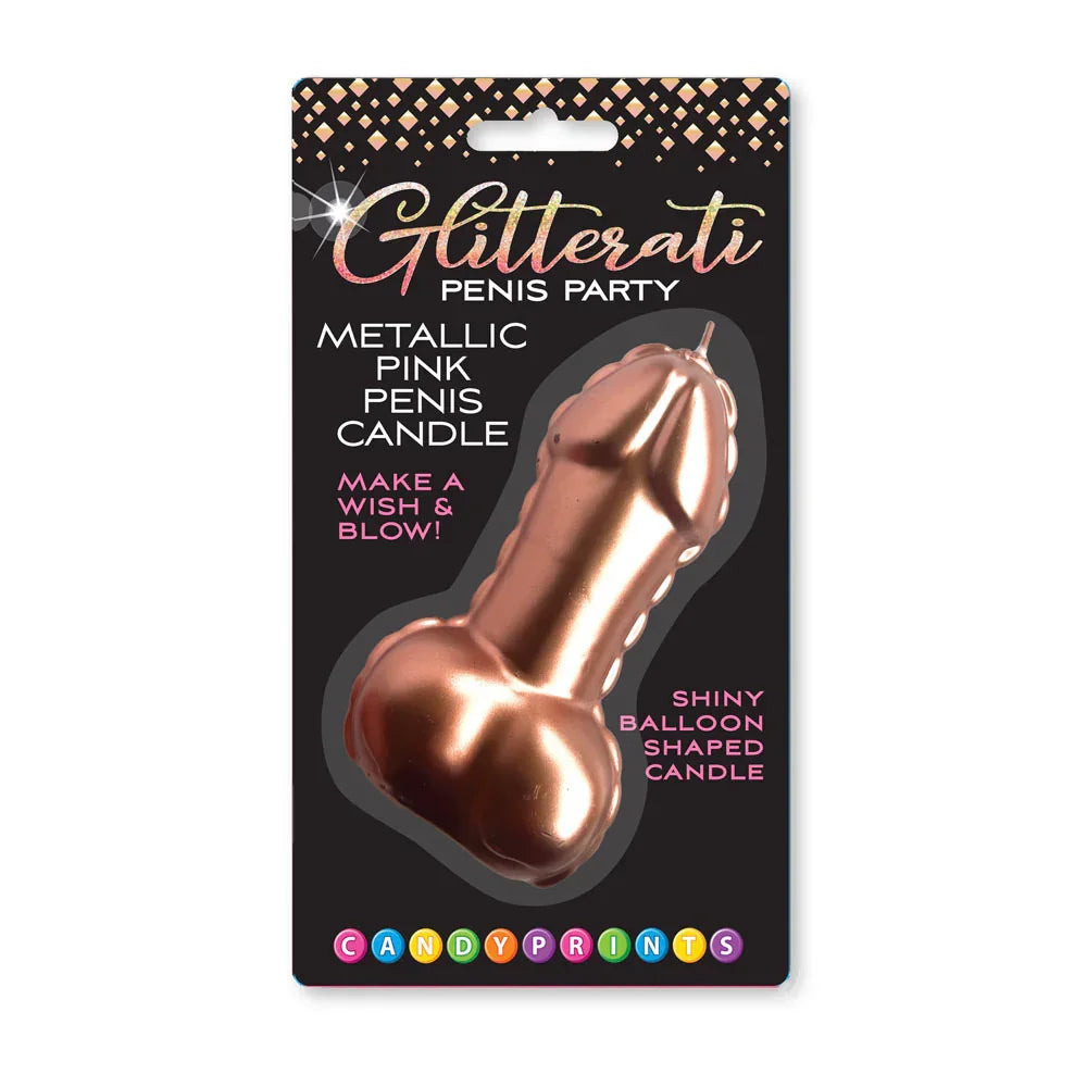 Glitterati Metallic Pink Penis Candle - 10 cm Penis Party Candle - Take A Peek
