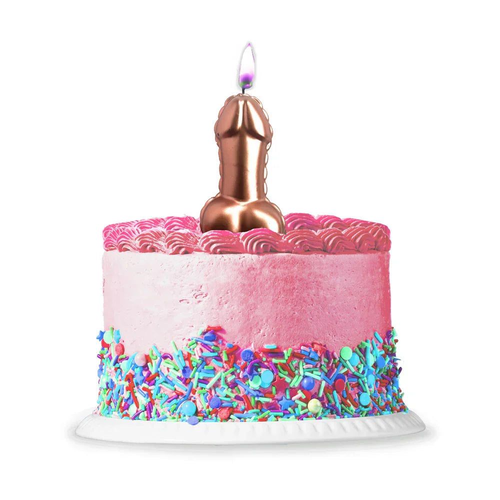 Glitterati Metallic Pink Penis Candle - 10 cm Penis Party Candle - Take A Peek