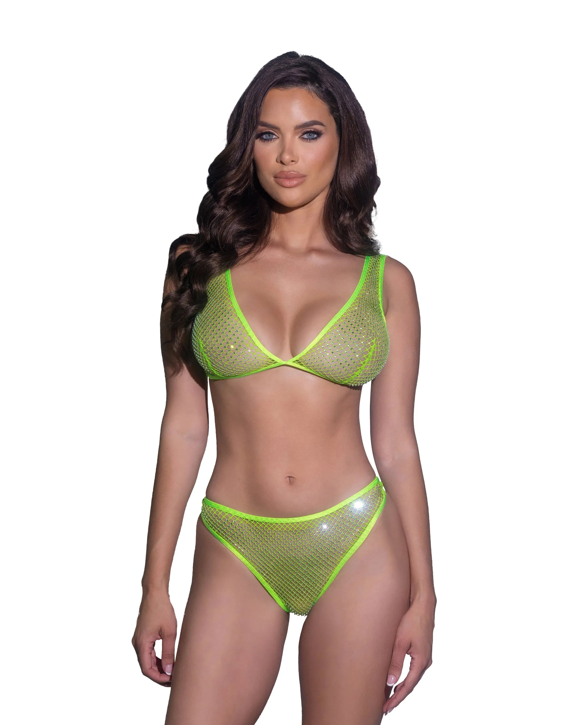LI754 - Think Sparkle Rhinestone Bralette 2pc Set - Take A Peek