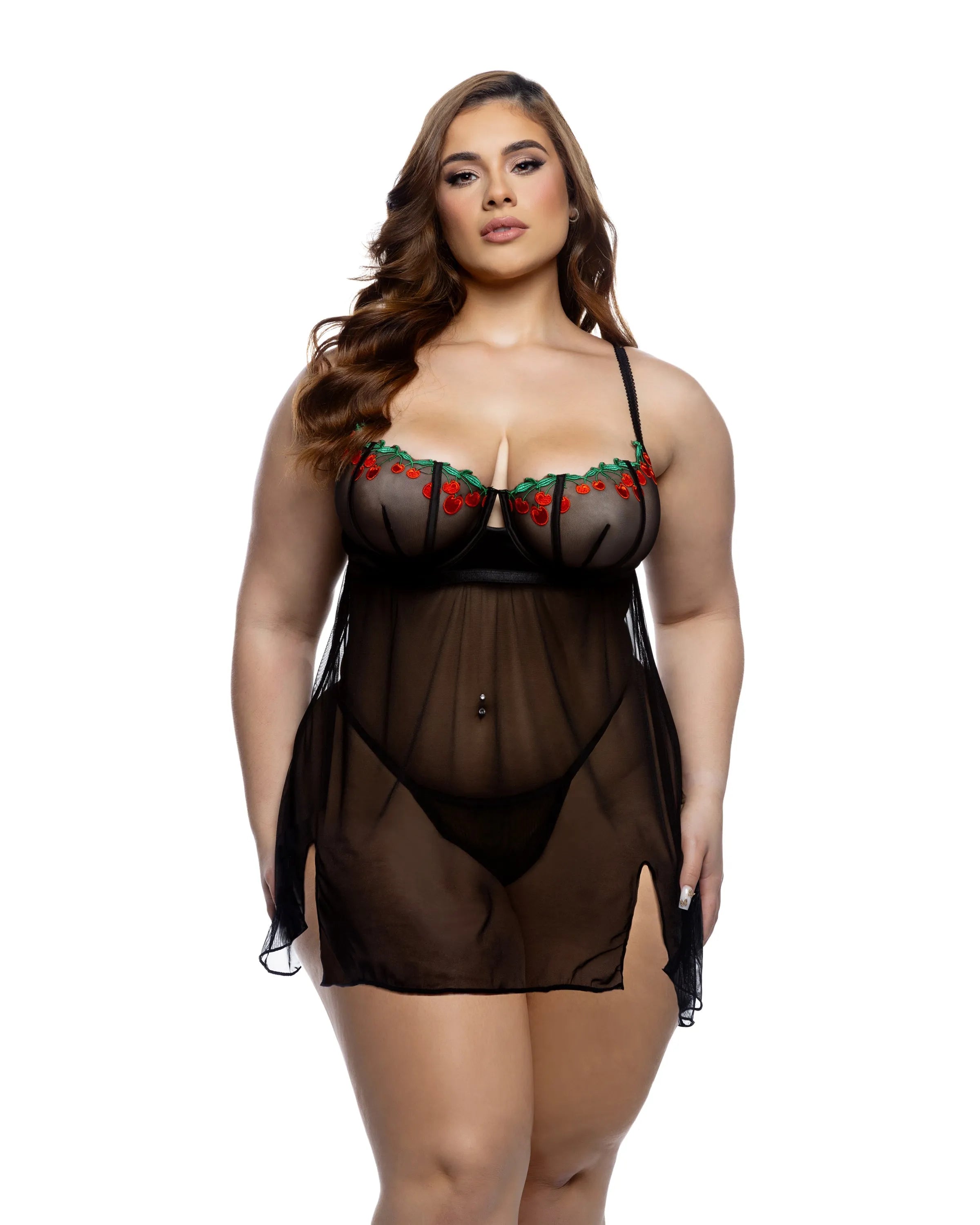 LI796 - Cherry Delight Babydoll 2pc Set - Take A Peek