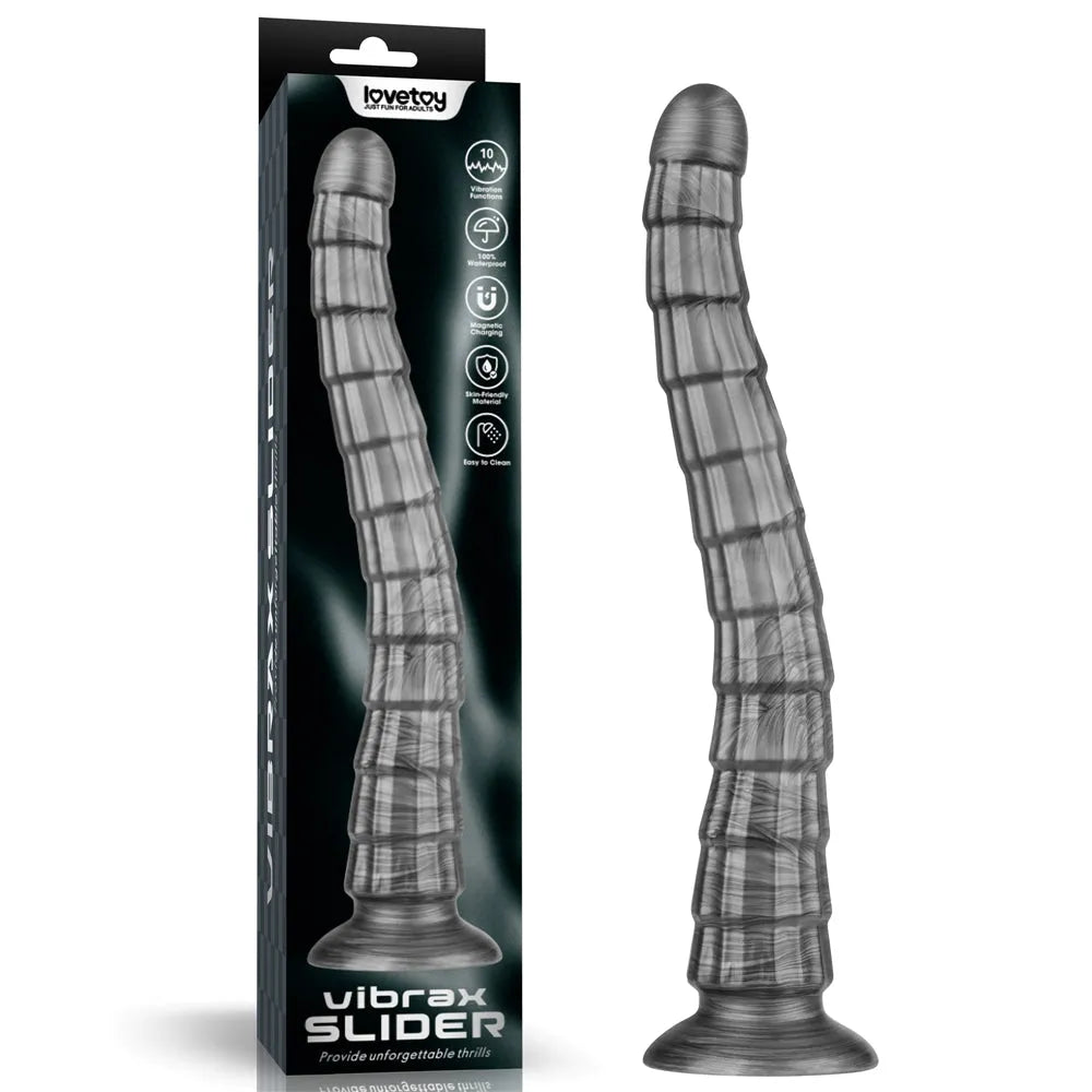 King Sized Vibrating Vibrax Slider - Grey 36.8 cm (14.5'') USB Rechargeable Vibrating Dildo - Take A Peek