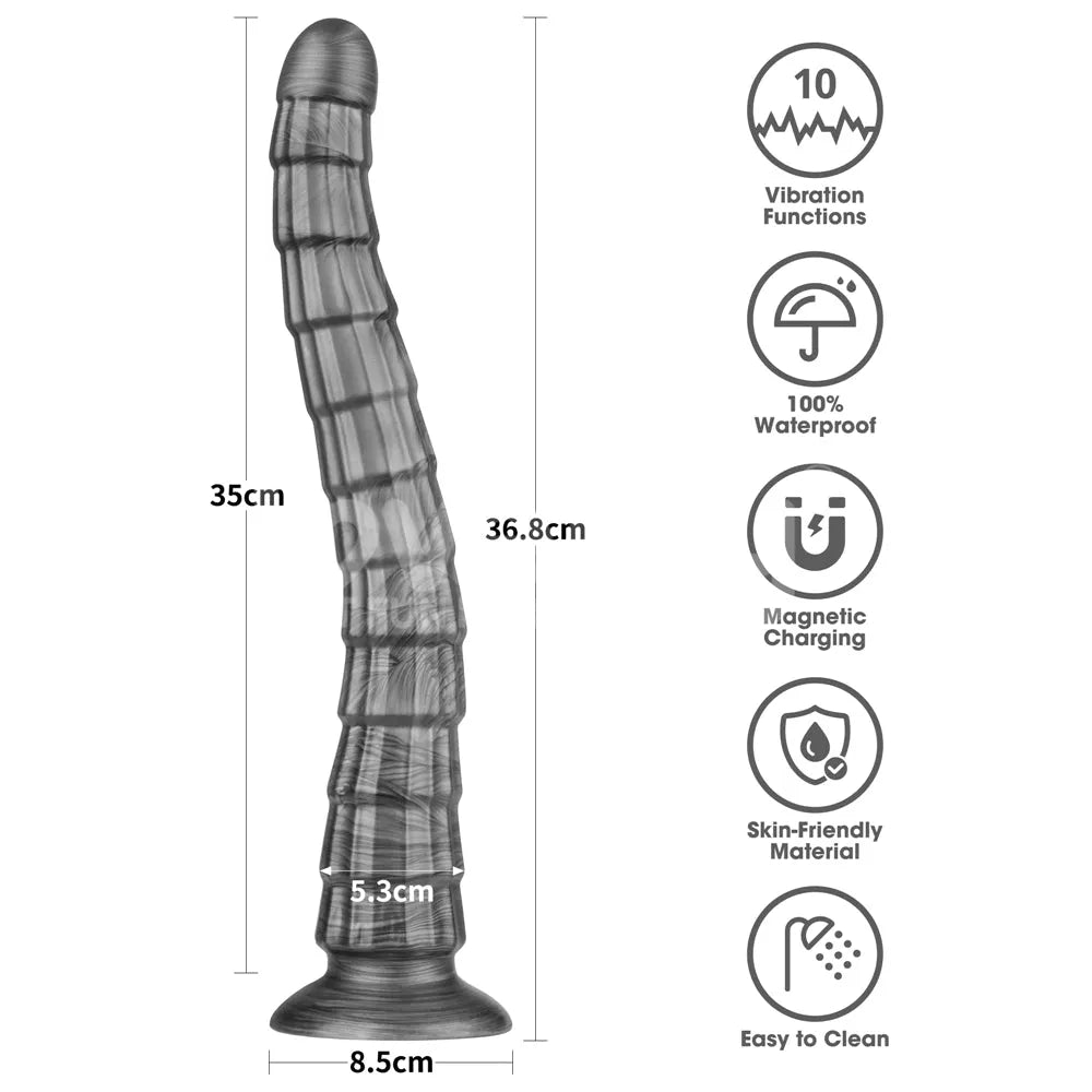 King Sized Vibrating Vibrax Slider - Grey 36.8 cm (14.5'') USB Rechargeable Vibrating Dildo - Take A Peek