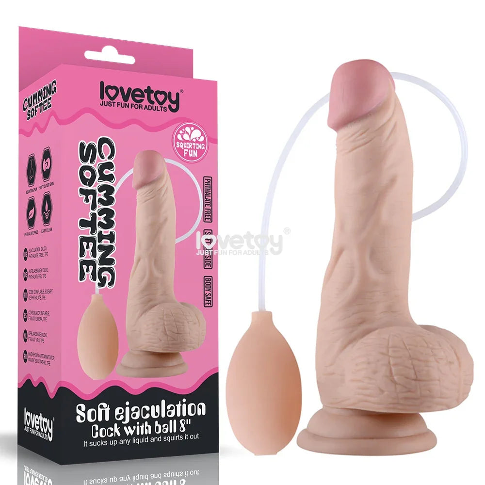 Cumming Softee Soft Ejaculation Cock 8'' with Balls - 20.3 cm Squirting Dong - Take A Peek
