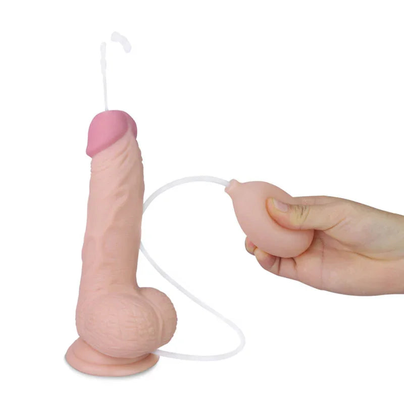 Cumming Softee Soft Ejaculation Cock 8'' with Balls - 20.3 cm Squirting Dong - Take A Peek
