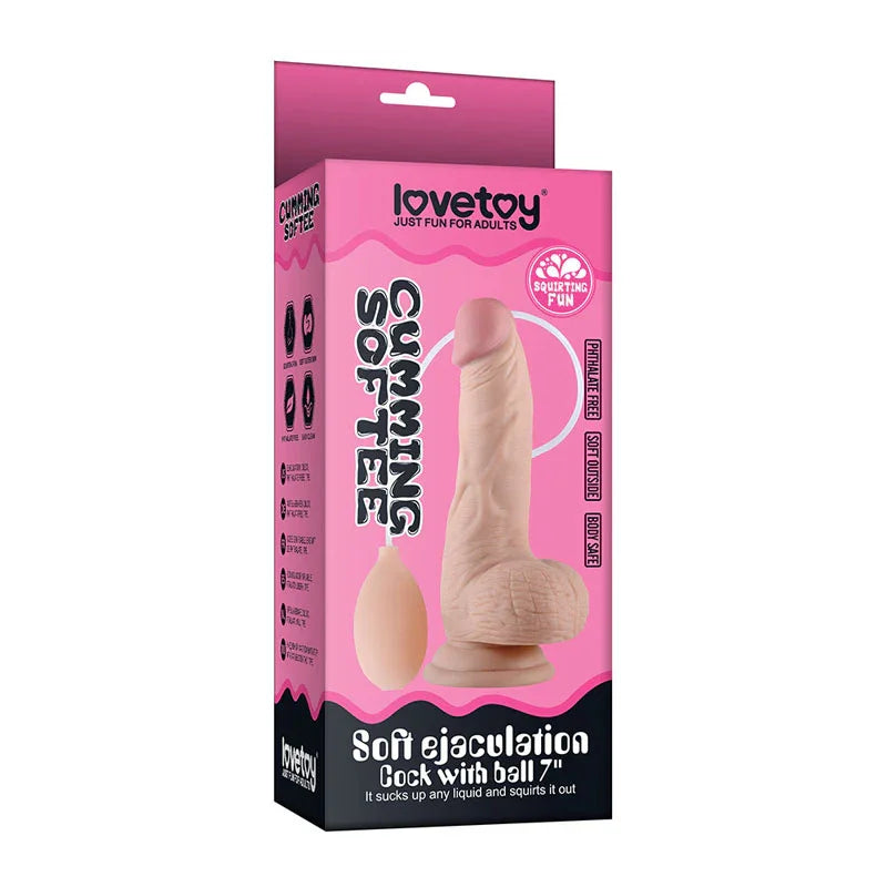 Cumming Softee Soft Ejaculation Cock 8'' with Balls - 20.3 cm Squirting Dong - Take A Peek