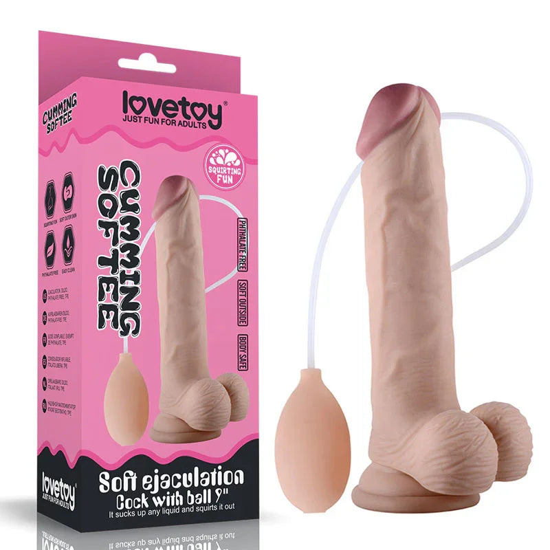 Cumming Softee Soft Ejaculation Cock 9'' with Balls - 22.9 cm Squirting Dong - Take A Peek