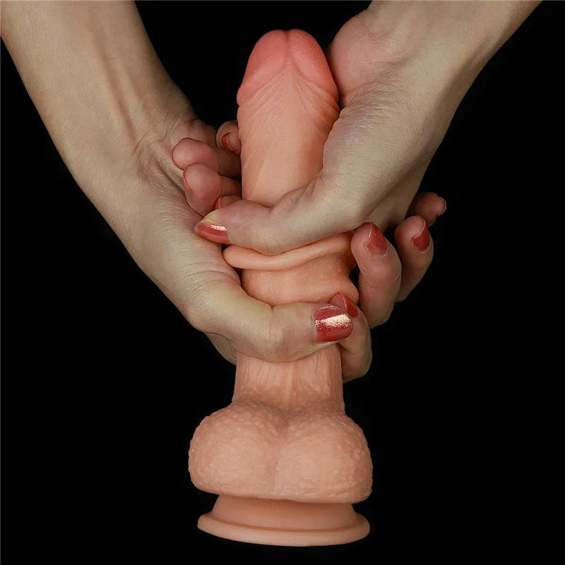 Sliding Skin Dual Layer Dong - 17.8 cm (7'') Dong with Flexible Skin - Take A Peek