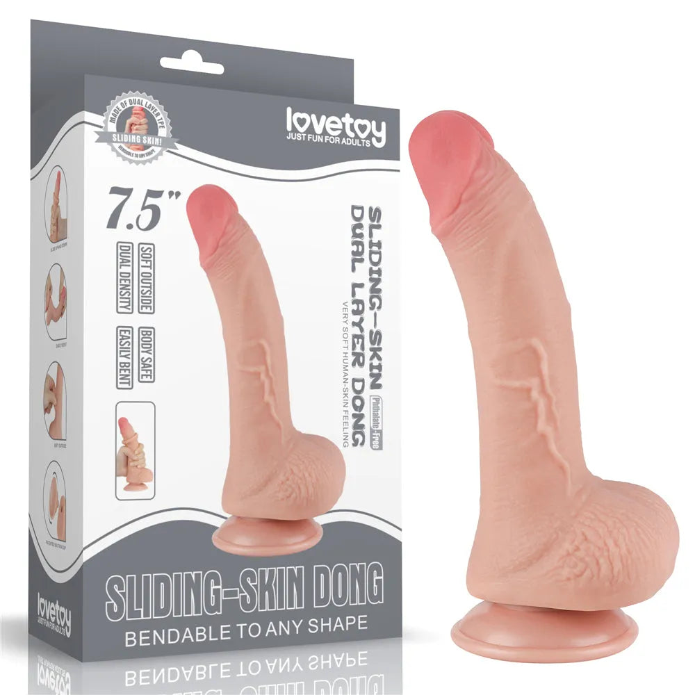 Sliding Skin Dual Layer Dong - 19.5 cm (7.5'') Dong with Flexible Skin - Take A Peek
