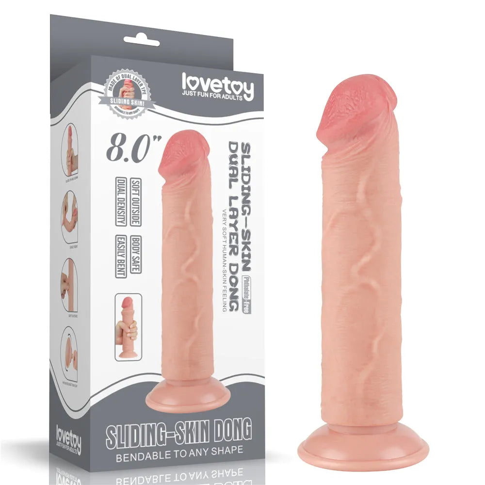 Sliding Skin Dual Layer Dong - 20 cm (8'') Dong with Flexible Skin - Take A Peek