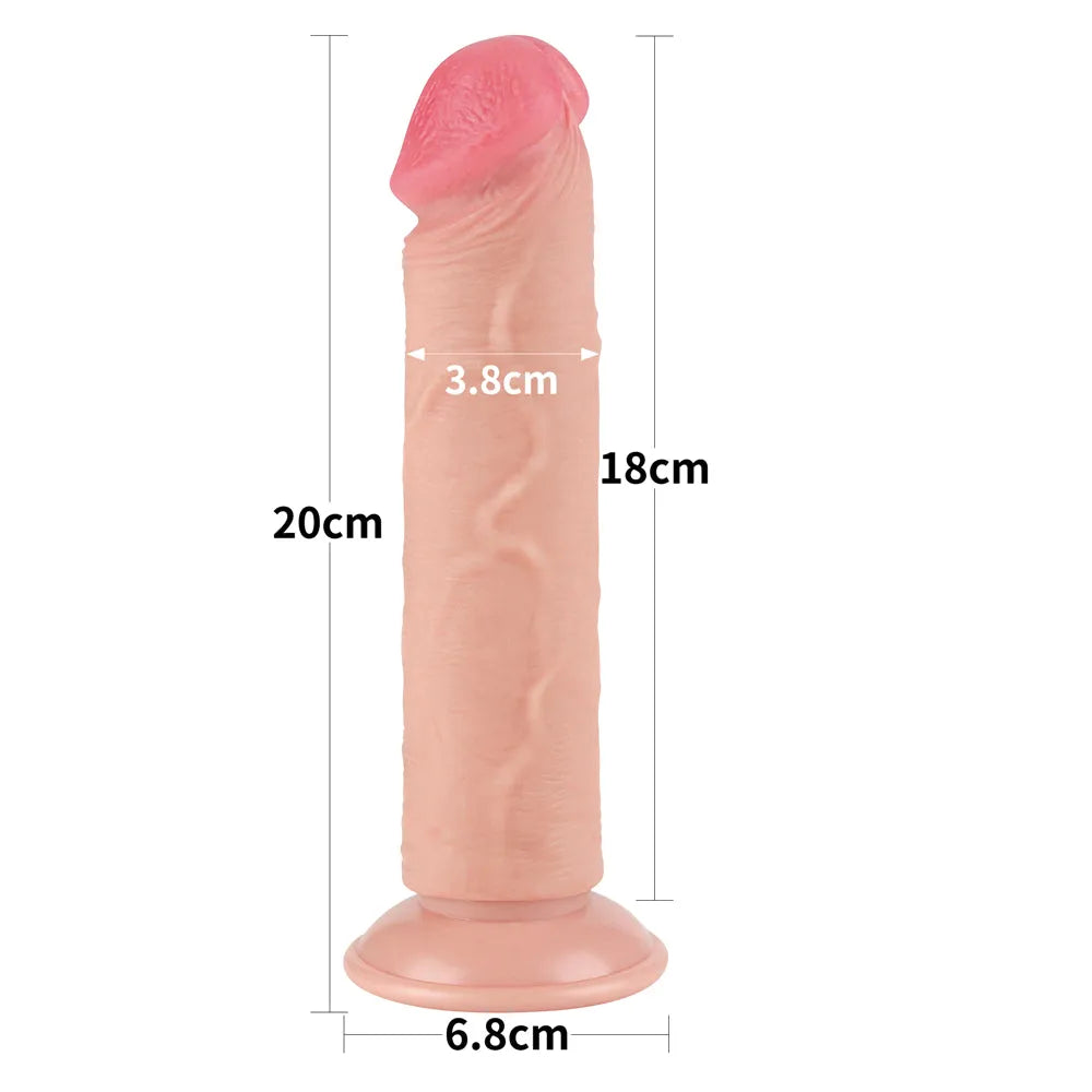 Sliding Skin Dual Layer Dong - 20 cm (8'') Dong with Flexible Skin - Take A Peek