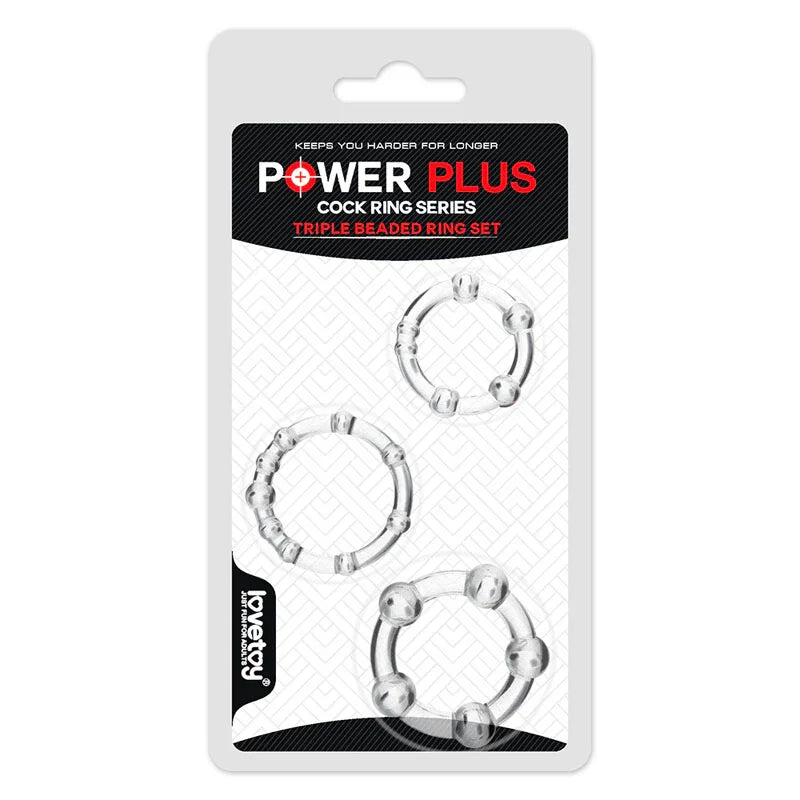 Power Plus Triple Beaded Ring Set - Cock Rings - Set of 3 - Take A Peek