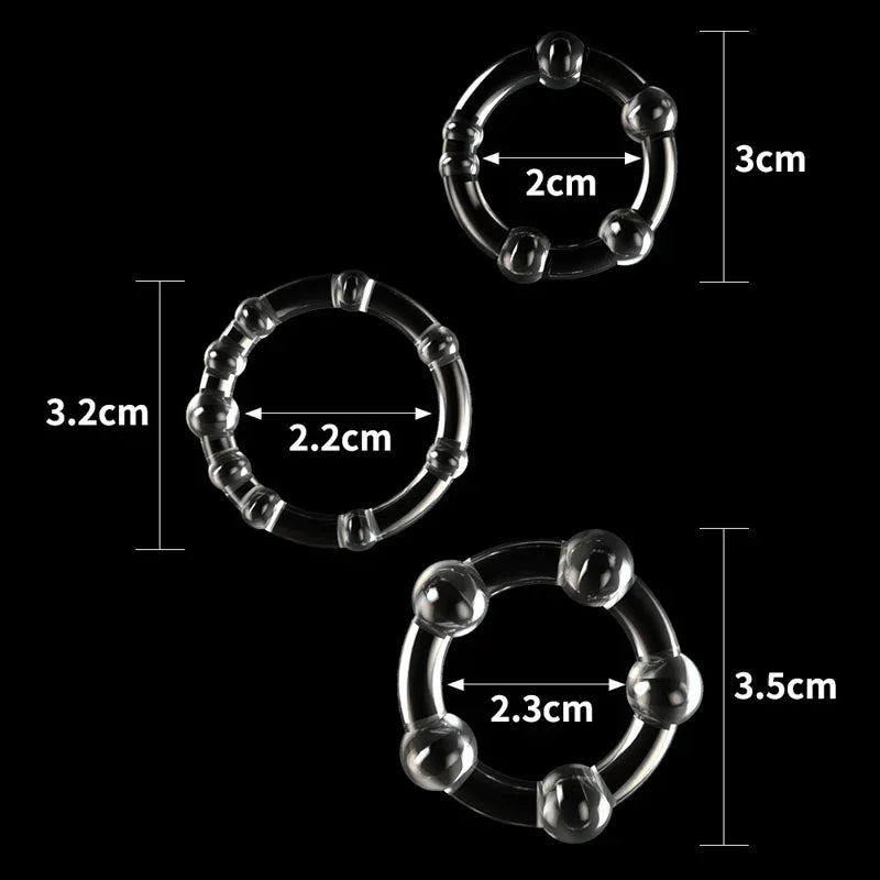 Power Plus Triple Beaded Ring Set - Cock Rings - Set of 3 - Take A Peek