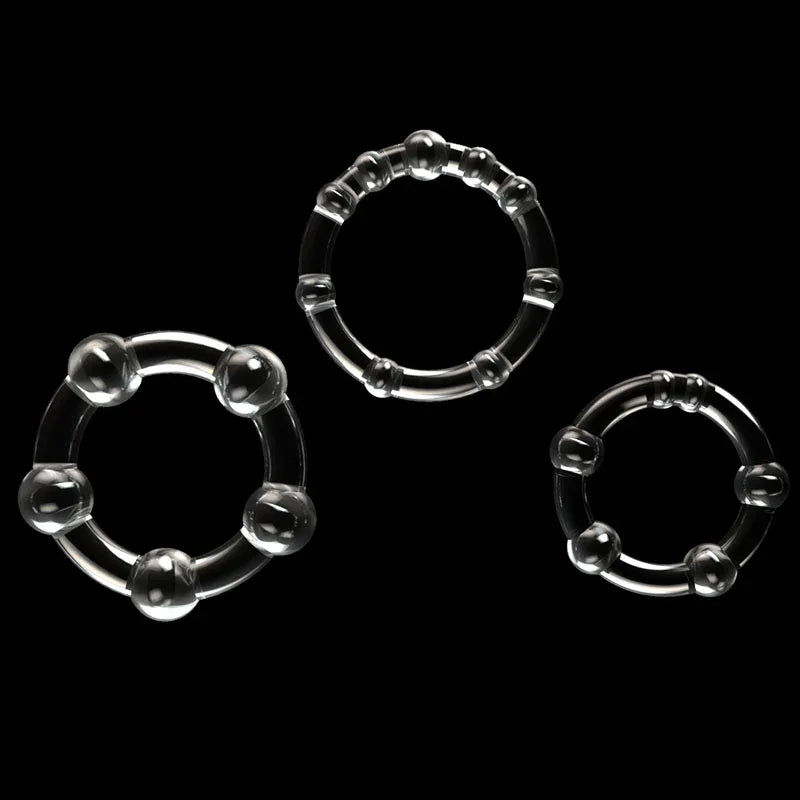 Power Plus Triple Beaded Ring Set - Cock Rings - Set of 3 - Take A Peek