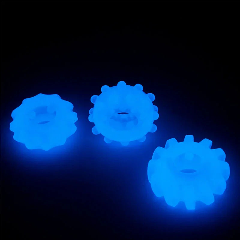 Lumino Play Penis Rings 3 Pack - Glow in the Dark Cock Rings - Set of 3 - Take A Peek