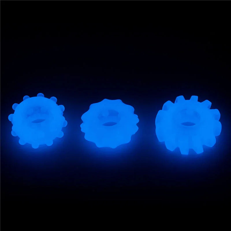 Lumino Play Penis Rings 3 Pack - Glow in the Dark Cock Rings - Set of 3 - Take A Peek