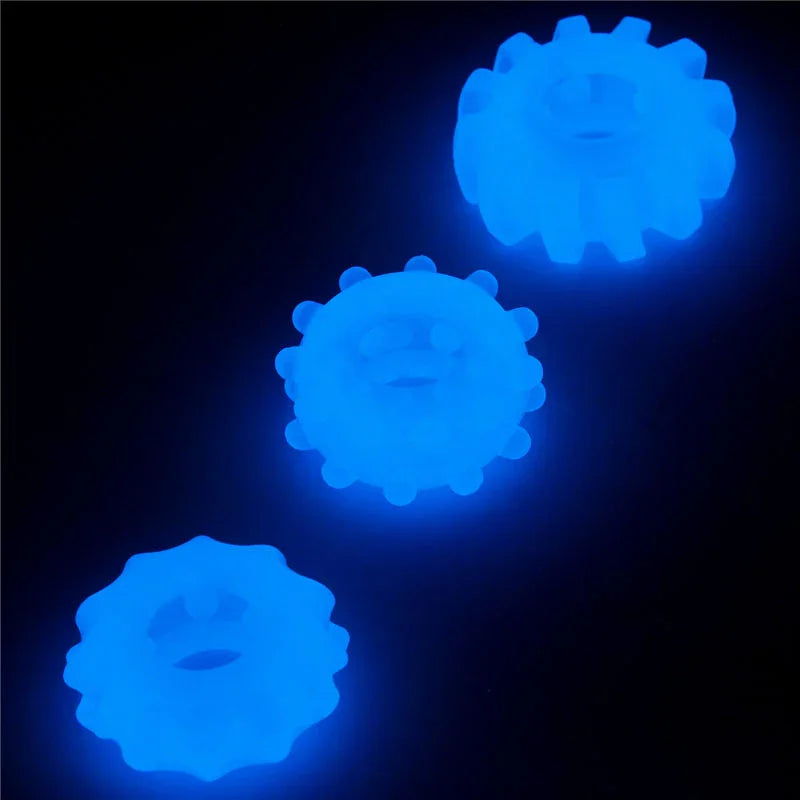 Lumino Play Penis Rings 3 Pack - Glow in the Dark Cock Rings - Set of 3 - Take A Peek