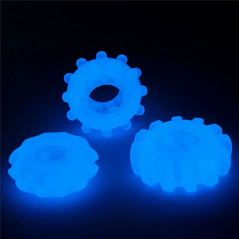 Lumino Play Penis Rings 3 Pack - Glow in the Dark Cock Rings - Set of 3 - Take A Peek