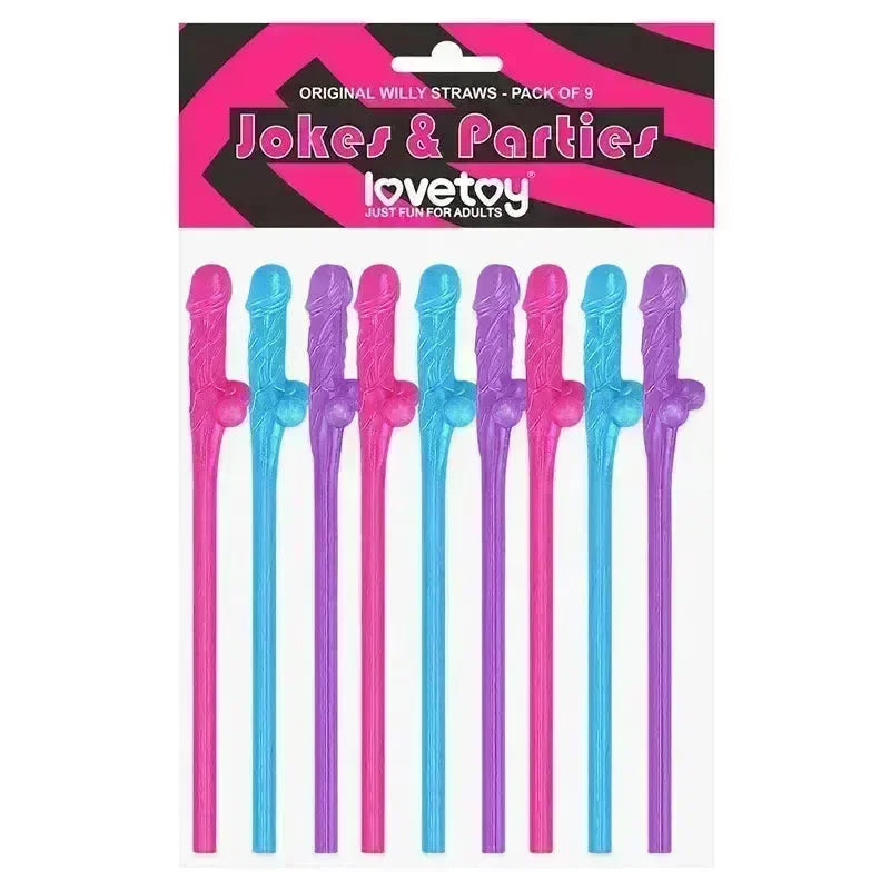Jokes & Parties Original Willy Straws - Dicky Straws - Set of 9 - Take A Peek