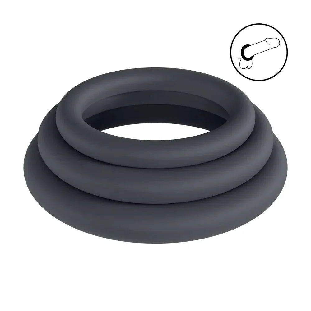 LEVELZ Classic Silicone Cock Ring Set - L/XL/XXL - Cock Rings - Set of 3 Sizes - Take A Peek