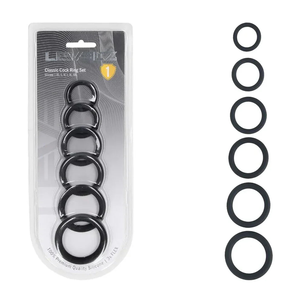 LEVELZ Classic Silicone Cock Ring Set of 6 - Cock Rings - Set of 6 Sizes - Take A Peek