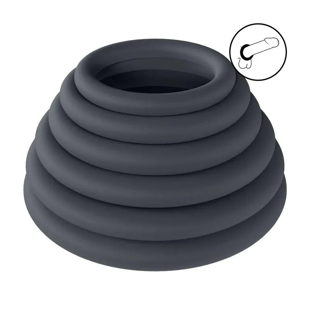 LEVELZ Classic Silicone Cock Ring Set of 6 - Cock Rings - Set of 6 Sizes - Take A Peek