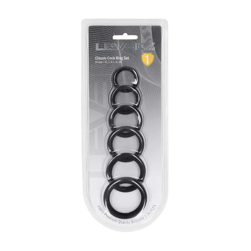 LEVELZ Classic Silicone Cock Ring Set of 6 - Cock Rings - Set of 6 Sizes - Take A Peek