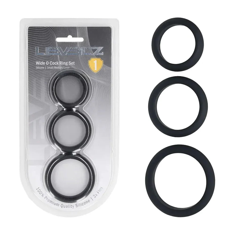 LEVELZ Wide O Silicone Cock Ring Set of 3 - S/M/L - Cock Rings - Set of 3 Sizes - Take A Peek