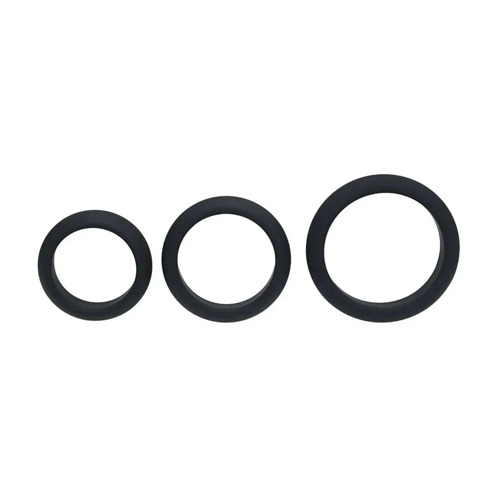 LEVELZ Wide O Silicone Cock Ring Set of 3 - S/M/L - Cock Rings - Set of 3 Sizes - Take A Peek