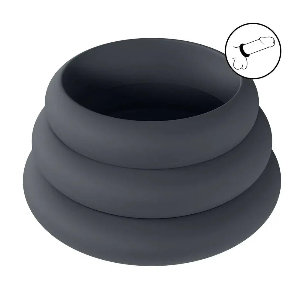 LEVELZ Wide O Silicone Cock Ring Set of 3 - S/M/L - Cock Rings - Set of 3 Sizes - Take A Peek