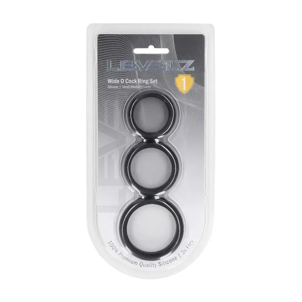LEVELZ Wide O Silicone Cock Ring Set of 3 - S/M/L - Cock Rings - Set of 3 Sizes - Take A Peek