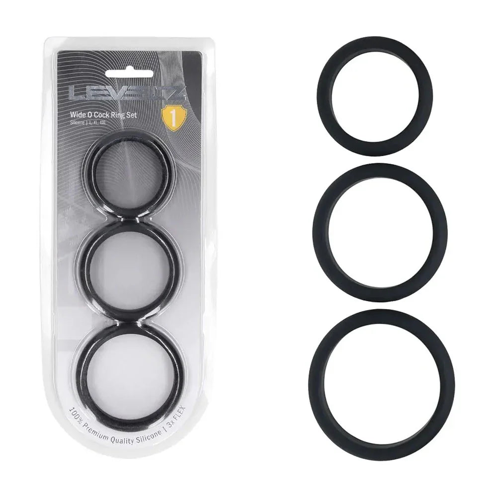 LEVELZ Wide O Silicone Cock Ring Set of 3 - L/XL/2X - Cock Rings - Set of 3 Sizes - Take A Peek