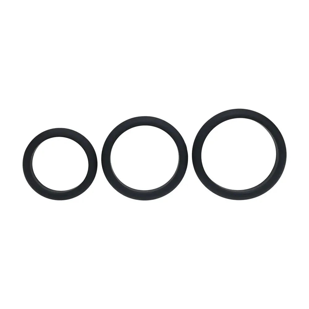 LEVELZ Wide O Silicone Cock Ring Set of 3 - L/XL/2X - Cock Rings - Set of 3 Sizes - Take A Peek