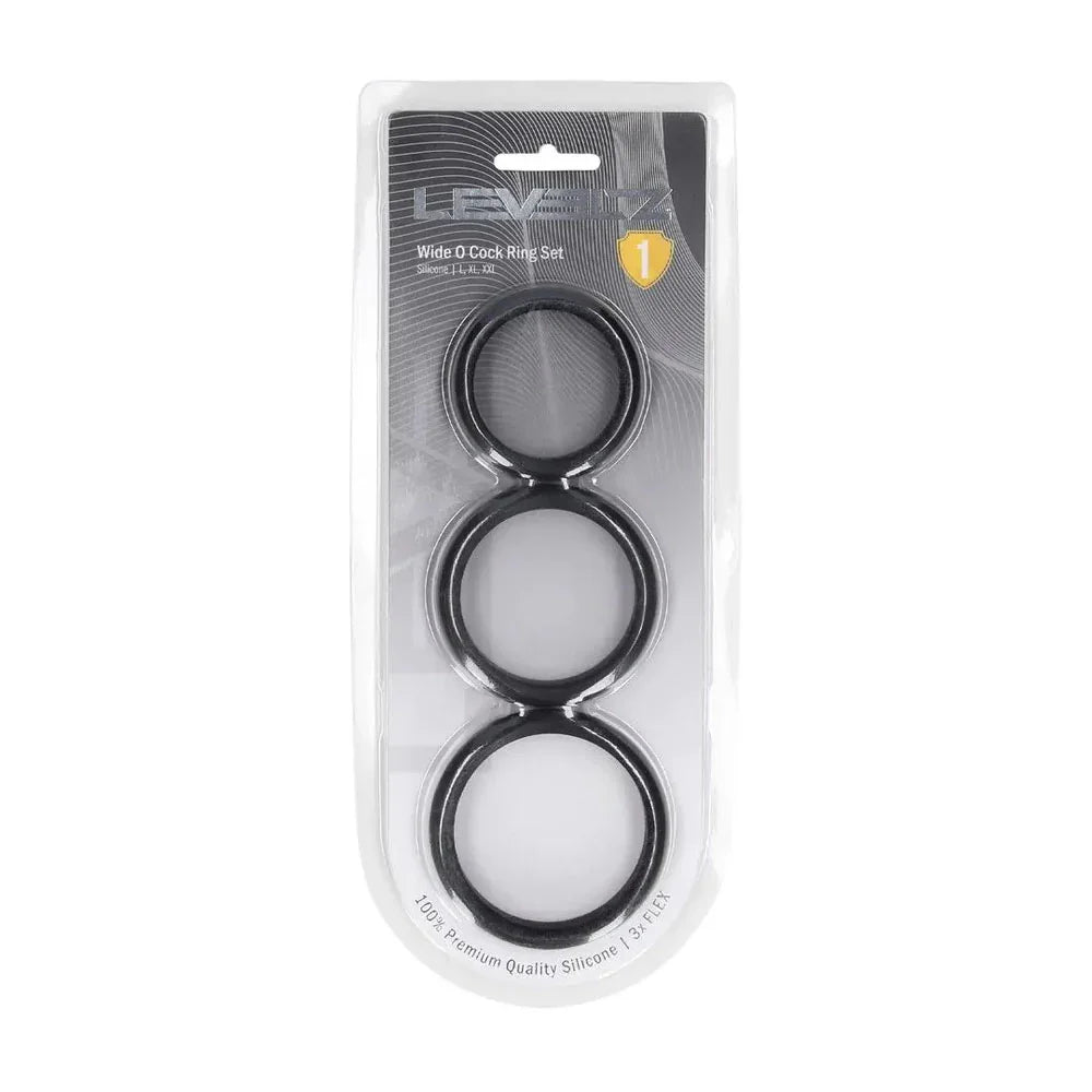 LEVELZ Wide O Silicone Cock Ring Set of 3 - L/XL/2X - Cock Rings - Set of 3 Sizes - Take A Peek