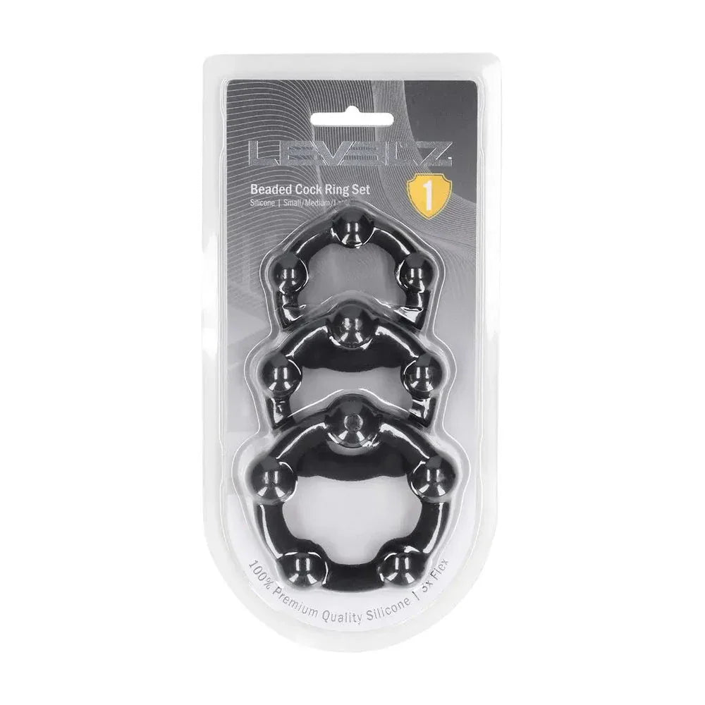 LEVELZ Beaded Silicone Cock Ring Set of 3 - - Cock Rings - Set of 3 Sizes - Take A Peek