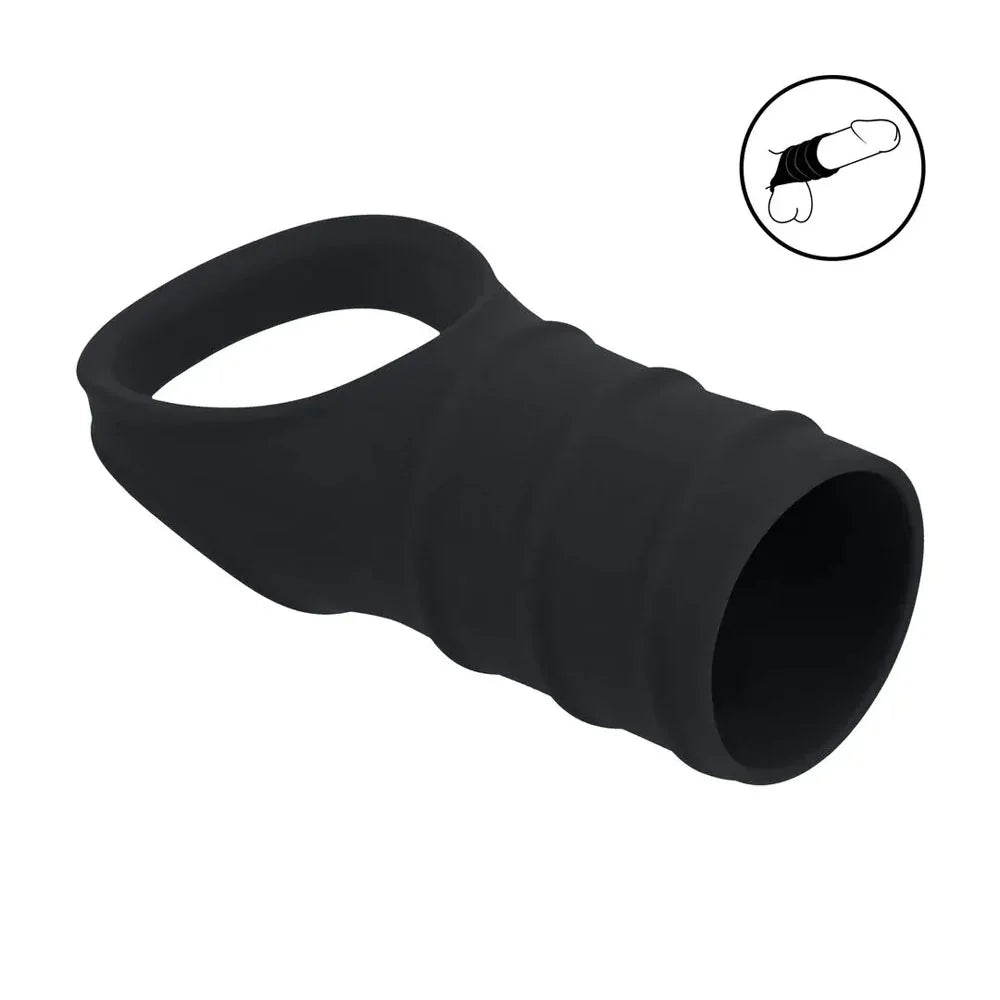 LEVELZ Silicone Cock Ring & Ribbed Sleeve - Cock Ring with Sleeve - Take A Peek