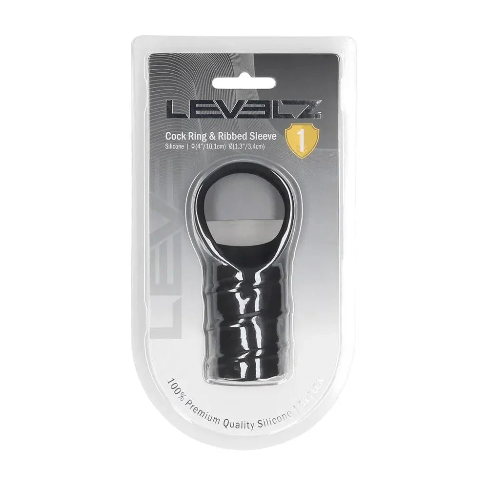 LEVELZ Silicone Cock Ring & Ribbed Sleeve - Cock Ring with Sleeve - Take A Peek