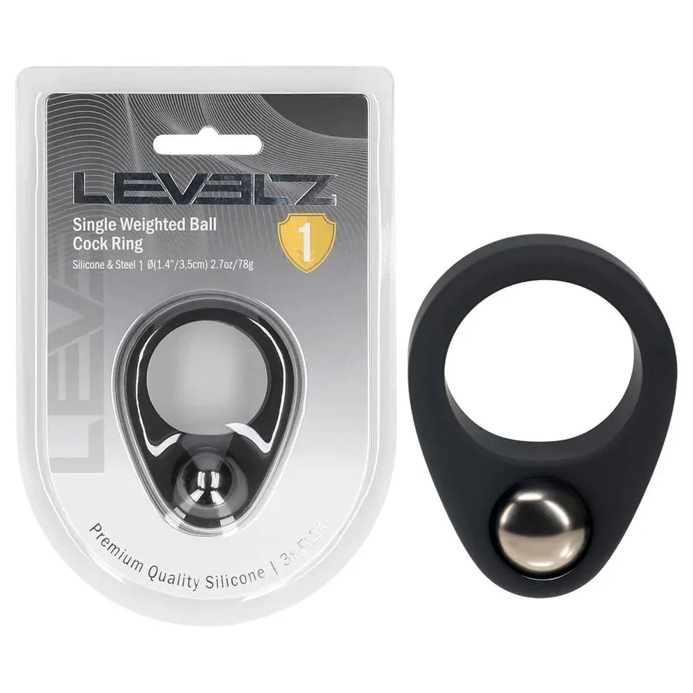 LEVELZ Single Weighted Ball Cock Ring - - Weighted Cock Ring - Take A Peek